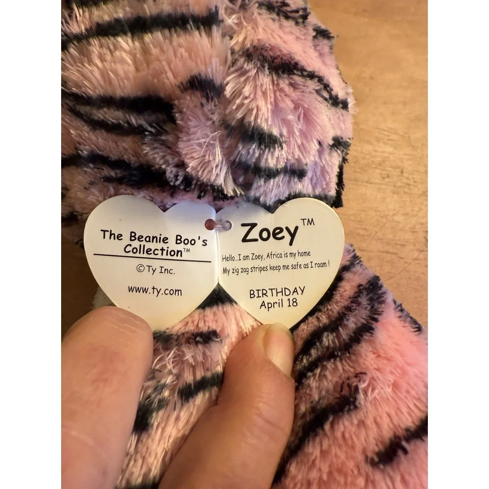 Ty Beanie Boo Zoey Pink Zebra 6